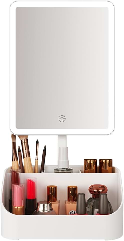 Rechargeable LED Makeup Mirror with Storage and Magnification
