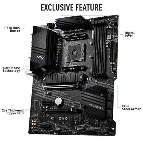 B550-A PRO ProSeries Motherboard (AMD AM4, DDR4, PCIe 4.0, SATA 6Gb/s, M.2, USB 3.2 Gen 2, HDMI/DP, ATX)