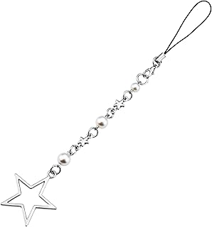 Silver Pearl Phone Charm with Chain and Strap