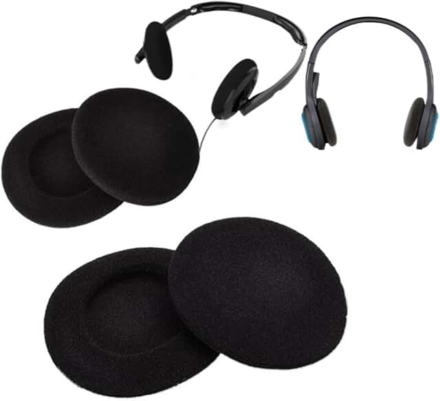 Black foam ear cushions for office headsets, 4-pack
