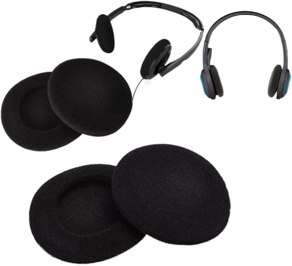 Black foam ear cushions for office headsets, 4-pack