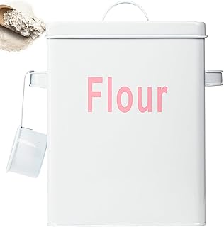 Metal Flour Container with Scoop and Lid, 6.3 Quart