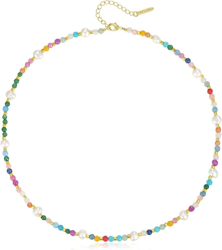 Colorful Gemstone Beaded Choker Necklace for Women