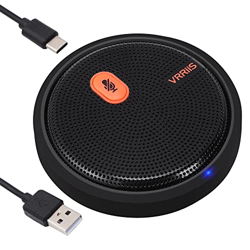 USB Conference Microphone with Mute, Conference Room 360 Omnidirectional Microphone, PC/Laptop/Computer Desktop Mic for Online Class Chatting, Recording, Business Meeting, VoIP CallsWindows/MacOS