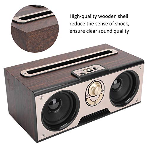 Bluetooth Speaker,Retro Wooden Bluetooth Speaker HiFi Wireless Portable Audio Sound,Home Indoor Portable Speaker Support Memory Card AUX Input (Wood)