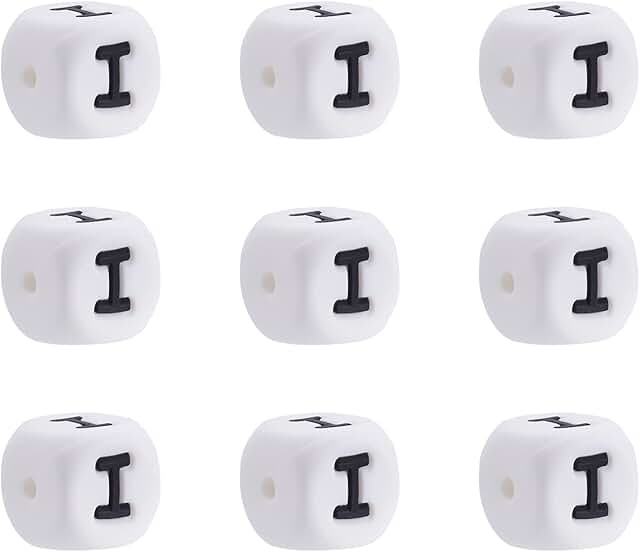 100 White 12mm Silicone Letter Beads for Jewelry