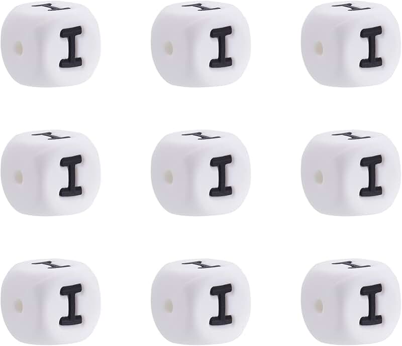 100 White 12mm Silicone Letter Beads for Jewelry