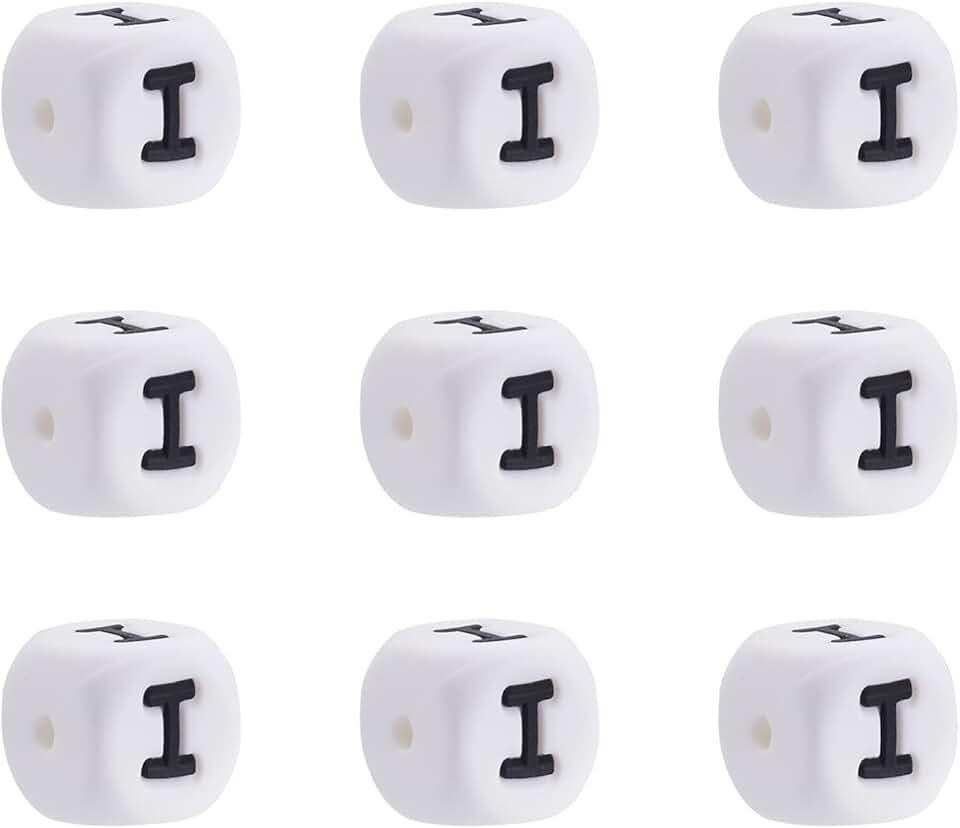 100 White 12mm Silicone Letter Beads for Jewelry