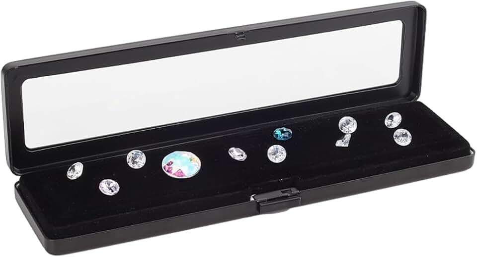 Diamond display box for jewelry and gems, 7.8x2.1 inches