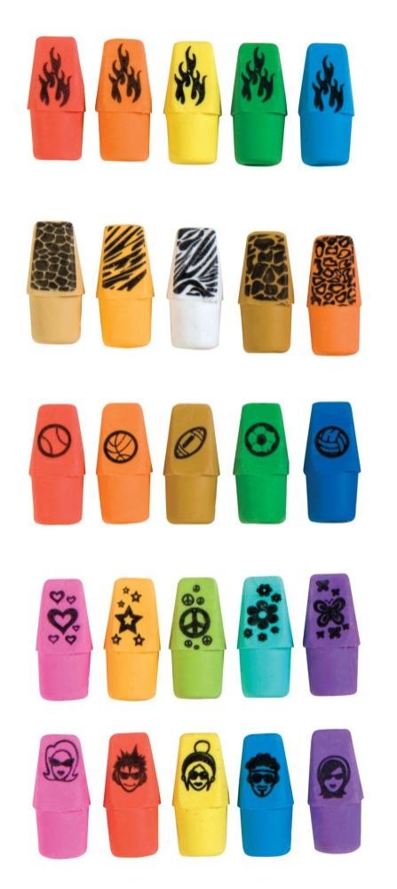 Pack of 900 Wacky Cap Pencil Erasers