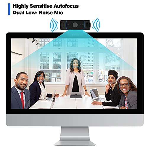 HD 1080P Webcam with Microphone - Auto Focus & Light Correction USB Web Camera Plug & Play for Zoom, Skype, FaceTime, Hangouts, PC, Laptop, Tablet