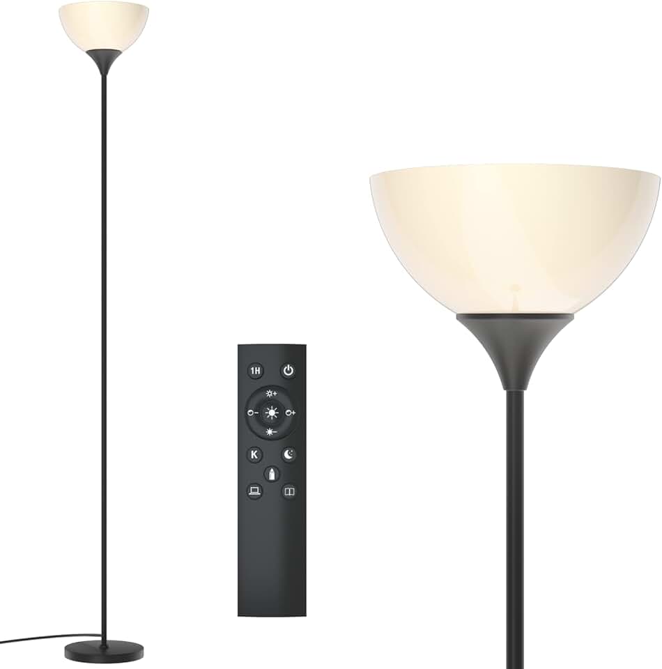 Floor Lamp with Remote Control and Adjustable Brightness