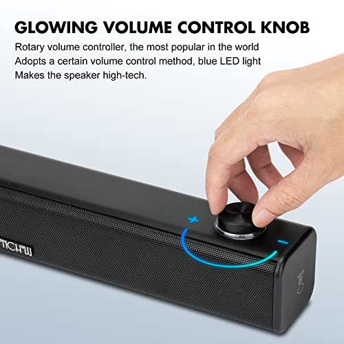 Bluetooth Speaker Soundbar with AUX Input USB Powered 2.0 Stereo Big Sound Bass Desktop Wireless BT Compatible with Desktop,PC,Laptop,Tablet,iPad,iMac,iPhone(Black)