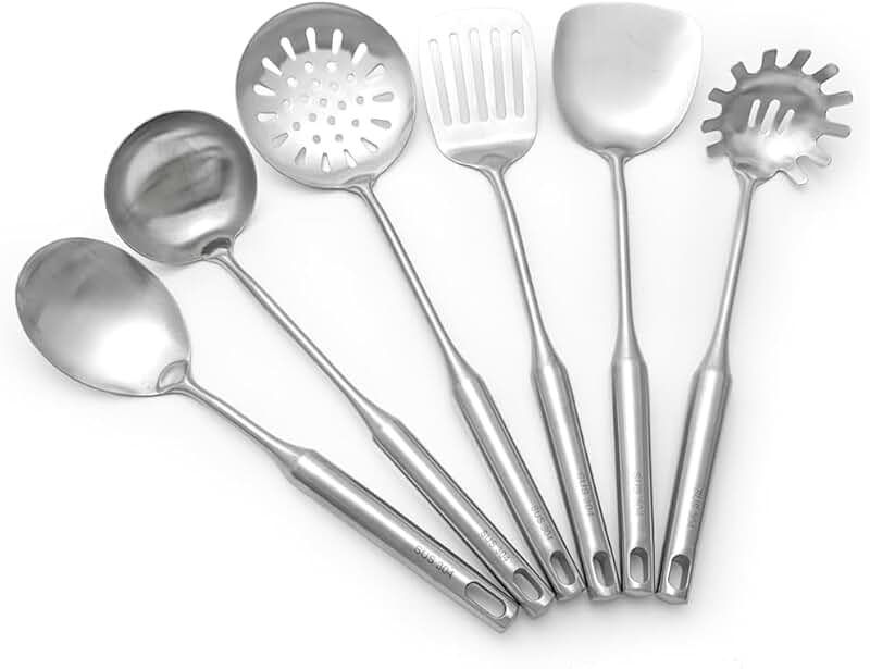 Six-piece stainless steel kitchen utensil set