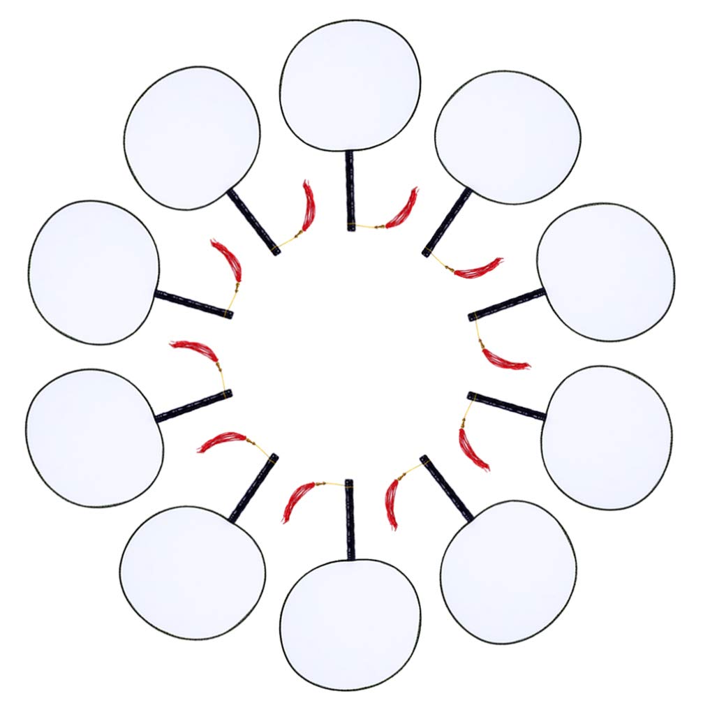 10pcs White Hand Fans for DIY Projects