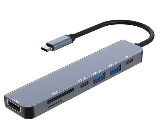 Aluminum 7-in-1 USB C Hub with HDMI, SD/TF Card Reader
