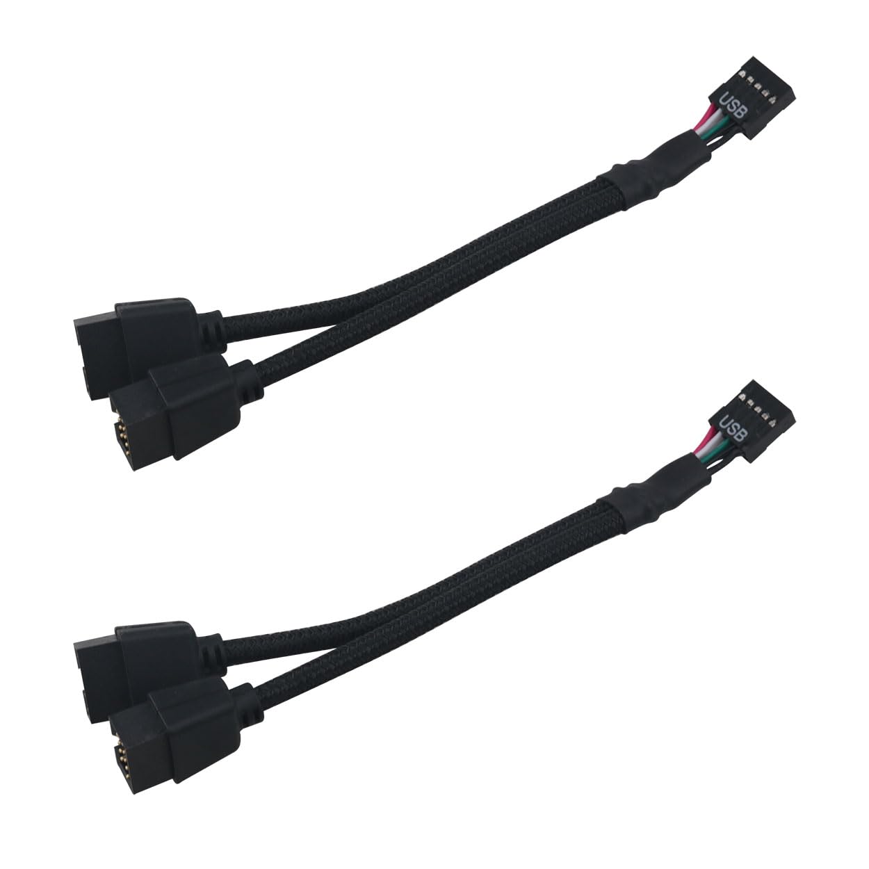 Black 9 Pin USB 2.0 Motherboard Extension Cable 2 Pack