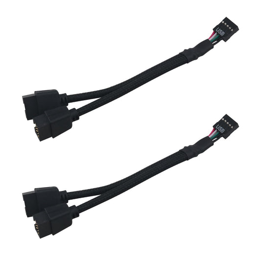 Black 9 Pin USB 2.0 Motherboard Extension Cable 2 Pack
