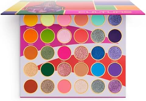 Colorful 30-Palette with Yellow, Green, Pink, Purple, Orange, and Glitter Shades