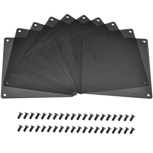 10 Pieces 120mm PC Cooler Fan Dust Filter Computer Fan Filter PVC Black Dustproof Case Cover Computer Mesh with 40 Pieces of Screws