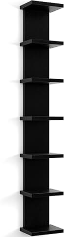 7-Tier Black Wall Shelf for Storage and Decor