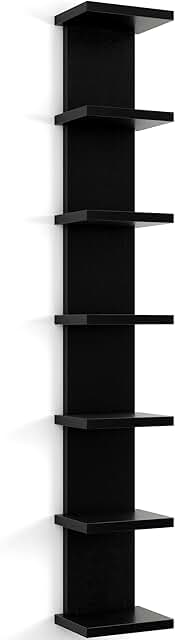 7-Tier Black Wall Shelf for Storage and Decor