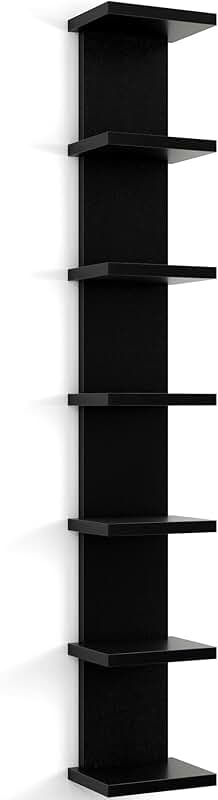 7-Tier Black Wall Shelf for Storage and Decor