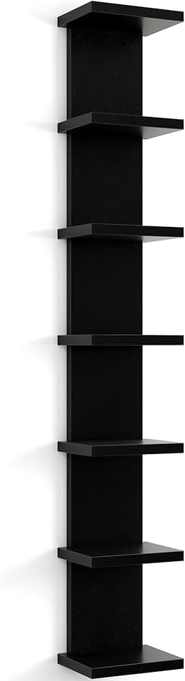7-Tier Black Wall Shelf for Storage and Decor