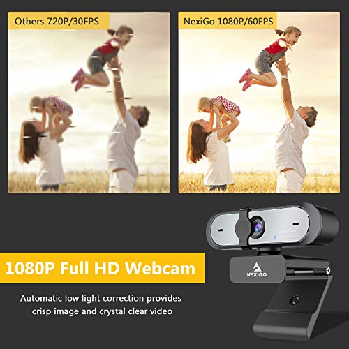 N660P 1080P 60FPS Webcam with Software Control, Dual Microphone & Cover, Autofocus, HD USB Computer Web Camera, for OBS/Gaming/Zoom/Skype/FaceTime/Teams/Twitch (Renewed)