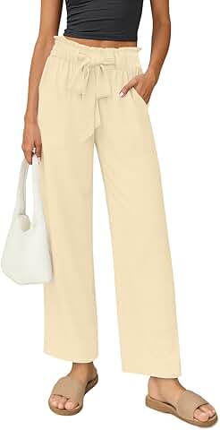 Women's Wide Leg High Waist Palazzo Pants with Pockets