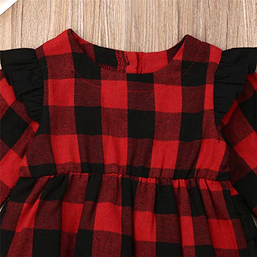 Baby Girl   Outfit Buffalo Plaid Onesie Ruffle Long Sleeve Romper Bodysuit Jumpsuit Cute Clothes (red Plaid Romper,0-3 Months)