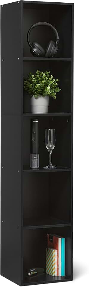 Black 5-Cube Bookcase for Fabric Storage