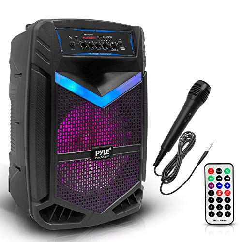 Portable Bluetooth PA Speaker System - 600W Rechargeable Outdoor Bluetooth Speaker Portable PA System w/ 10 Subwoofer 1 Tweeter, Recording Function, Mic In Party Lights USB/SD Radio - PPHP1042B