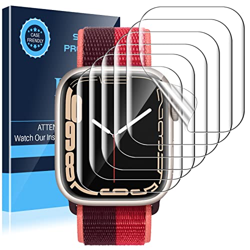 6 Pack Compatible with Apple Watch Series 8 Screen Protector [45mm] Series 7 [New Version] Anti-Scratch, Self-Healing Soft TPU Film for Apple Watch Series 8 45mm, HD Transparent