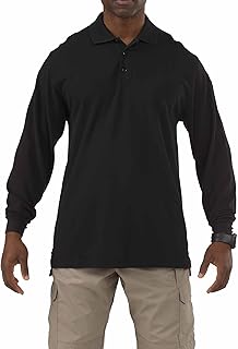 Long Sleeve Cotton Pique Polo Shirt with Reinforced Seams