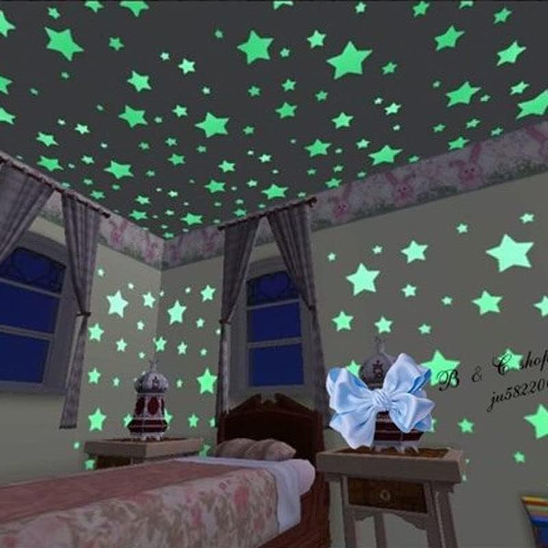 MODAIO-100 Pcs Luminous Star Stickers, Wall Stickers for Bedroom, Living Room, Kids Bedroom Ceiling Decor (Green)