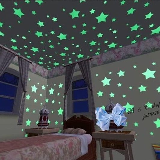 MODAIO-100 Pcs Luminous Star Stickers, Wall Stickers for Bedroom, Living Room, Kids Bedroom Ceiling Decor (Green)