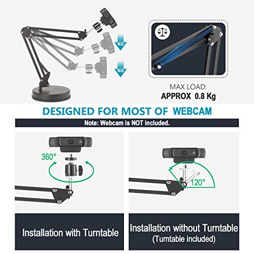 Webcam Stand,Camera Mount 22 inch Suspension Boom Scissor Arm Stand,For Logitech Webcam C925e C922x C922 C930e C930 C920 C615,GoPro Hero 8/7/6/5,Arlo Ultra/Pro/Pro 2/Pro 3/Brio 4K,DSLR Camera