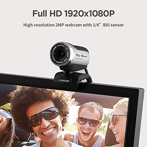 Full HD 1080P Wide Angle View Webcam with Anti-Distortion, AW615 USB Computer Camera,90-Degree FOV, auto Low-Light Correction, Plug and Play for Zoom/Skype/Teams,Conferencing and Video Calling