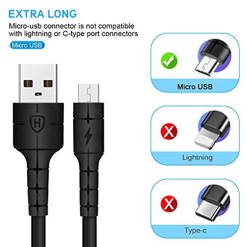 Micro USB Cable 10Ft 2pack, Long Charging Cord Kindle Charger Cable Fast Android Phone Charging Cord for Samsung Galaxy S7 S6 J7 Note 5, LG, Kindle, Xbox, PS4,Tablets
