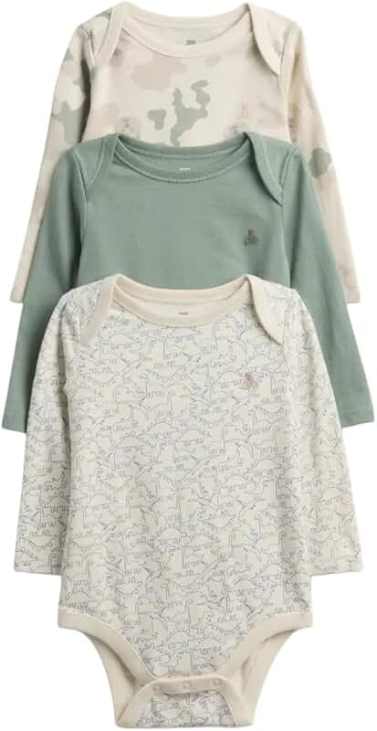 Three-pack long sleeve baby girl bodysuits