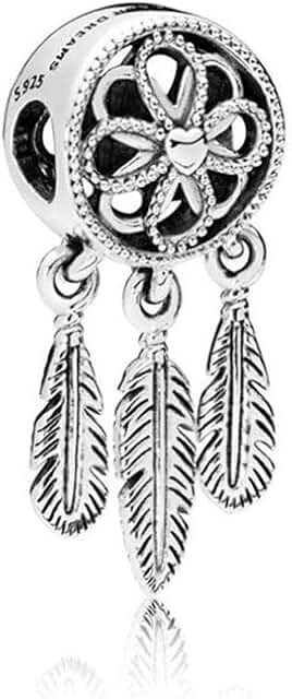 Dreamcatcher Charm for Bracelets, Feather Dangle Bead Gift