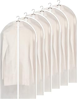 Set of 6 breathable clear garment bags for hanging clothes