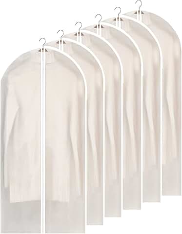 Set of 6 breathable clear garment bags for hanging clothes