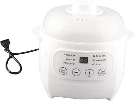 Small 1 Quart Electric Slow Cooker with Timer and 360° Heating