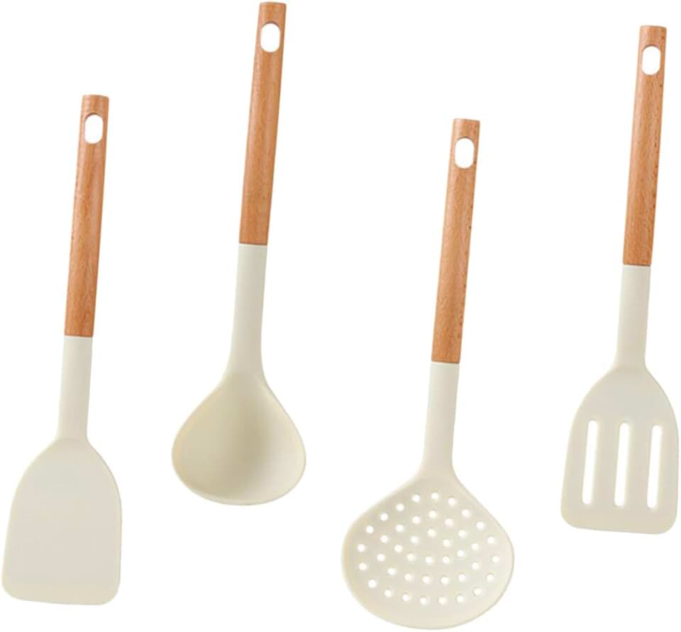 Non-scratch heat-resistant silicone cookware and utensil set