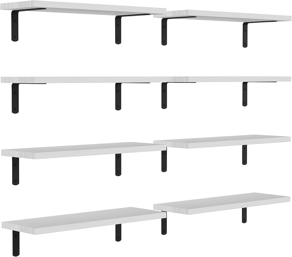 Eight Wooden Floating Shelves for Wall Storage