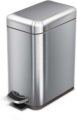 Small stainless steel bathroom trash can with lid
