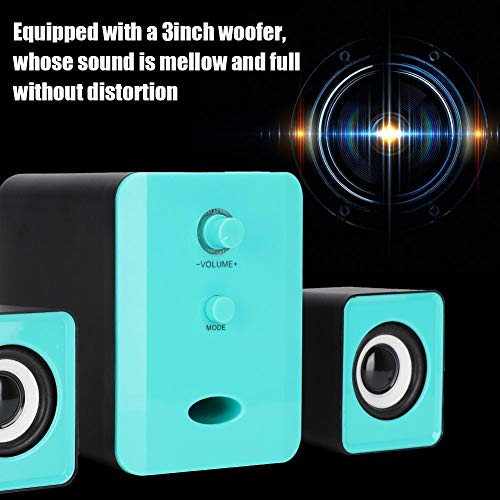 Bluetooth Speaker,Wireless Multimedia Subwoofer Sound Box,Mini USB Bluetooth Speaker Heavy Bass for Desktop Laptop Computer Mobile Phone(Black and Blue)