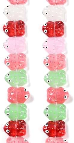 25Pcs Colorful Frog Enamel Glass Beads for Jewelry Making